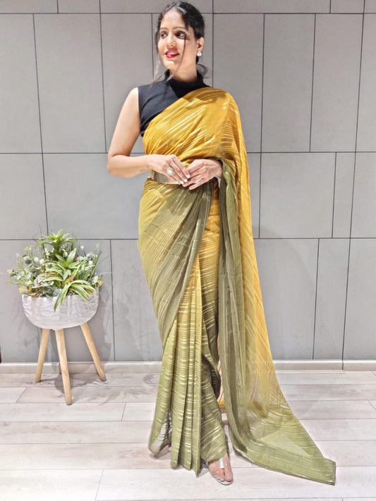 1-MIN READY TO WEAR SAREE IN PREMIUM CHINON SILK