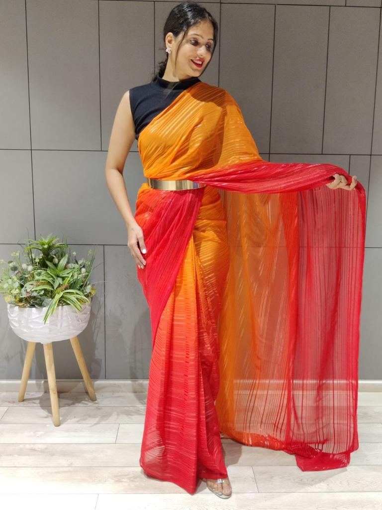 1-MIN READY TO WEAR SAREE IN PREMIUM CHINON SILK