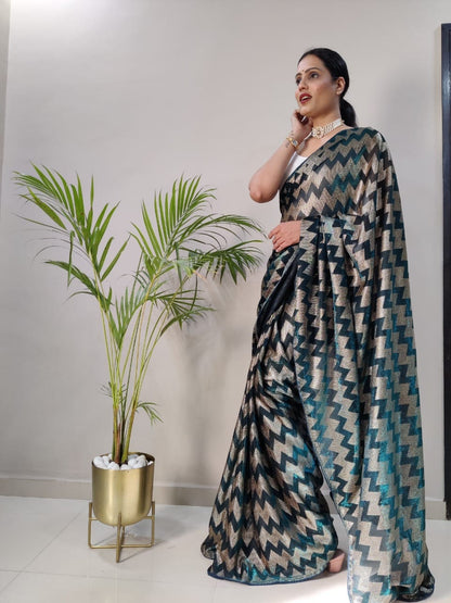 1-MIN READY TO WEAR  SAREE IN   Zig Zag