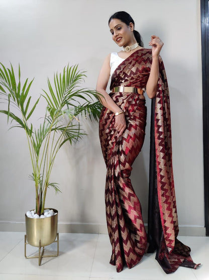 1-MIN READY TO WEAR  SAREE IN   Zig Zag