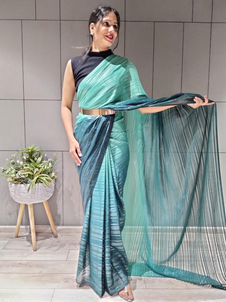 1-MIN READY TO WEAR SAREE IN PREMIUM CHINON SILK