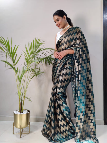 1-MIN READY TO WEAR  SAREE IN   Zig Zag