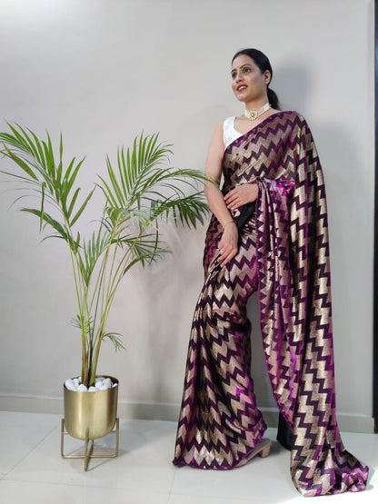 1-MIN READY TO WEAR  SAREE IN   Zig Zag