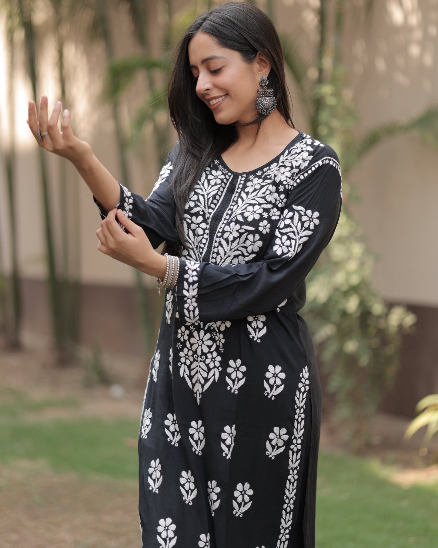 Rayon Cotton Chikankari Kurta With Palazzo