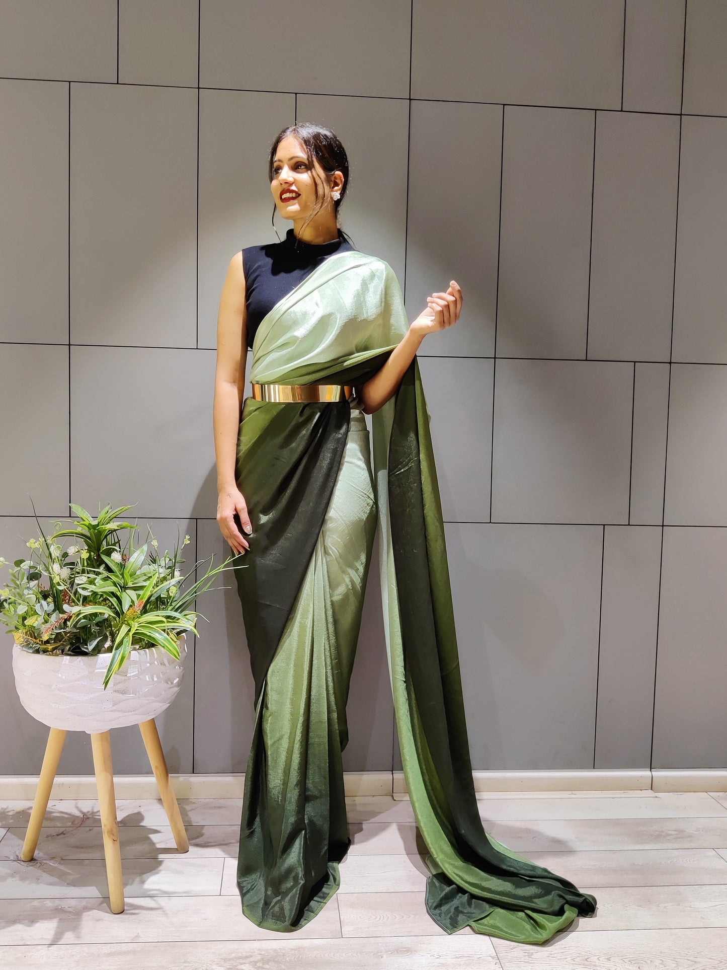 1-MIN READY TO WEAR SAREE IN PREMIUM CHINON SILK