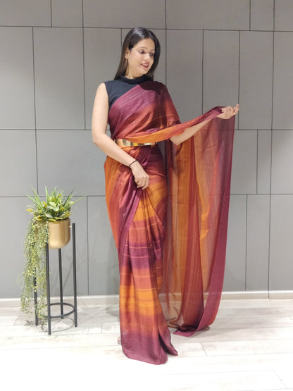 1- MIN READY TO WEAR SAREE WITH IMPORTANT ZARI PADDING