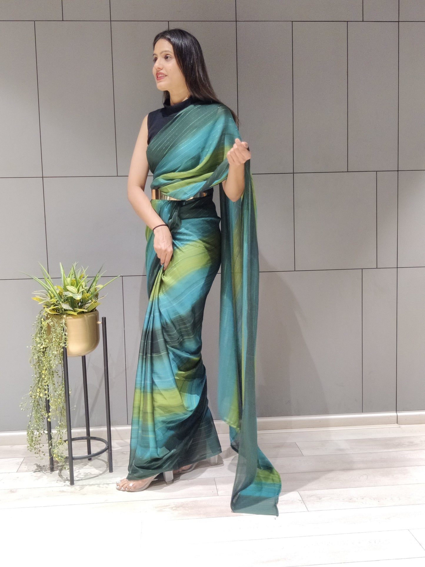 1- MIN READY TO WEAR SAREE WITH IMPORTANT ZARI PADDING