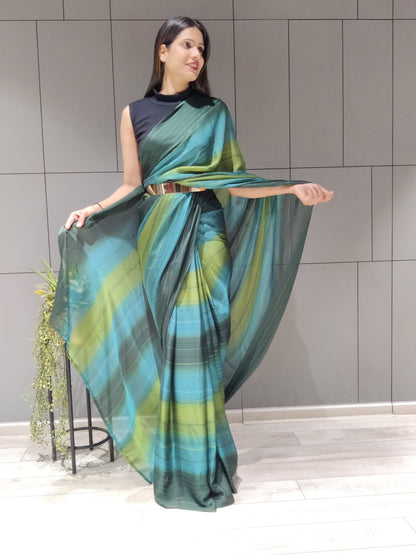 1- MIN READY TO WEAR SAREE WITH IMPORTANT ZARI PADDING