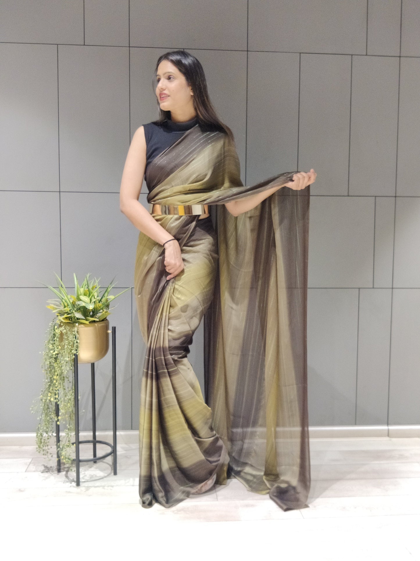 1- MIN READY TO WEAR SAREE WITH IMPORTANT ZARI PADDING