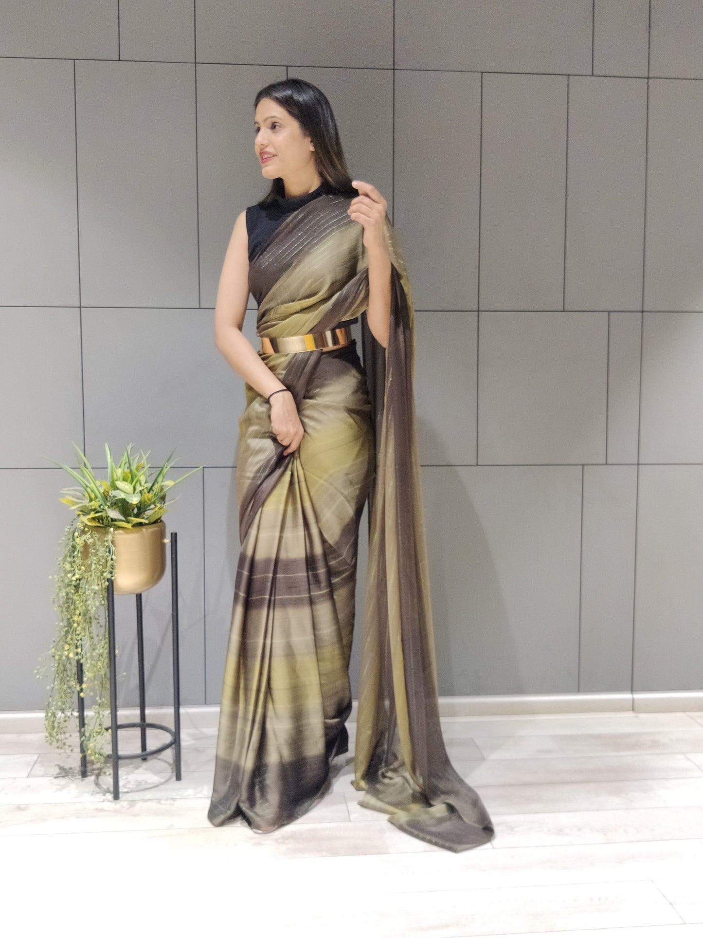 1- MIN READY TO WEAR SAREE WITH IMPORTANT ZARI PADDING