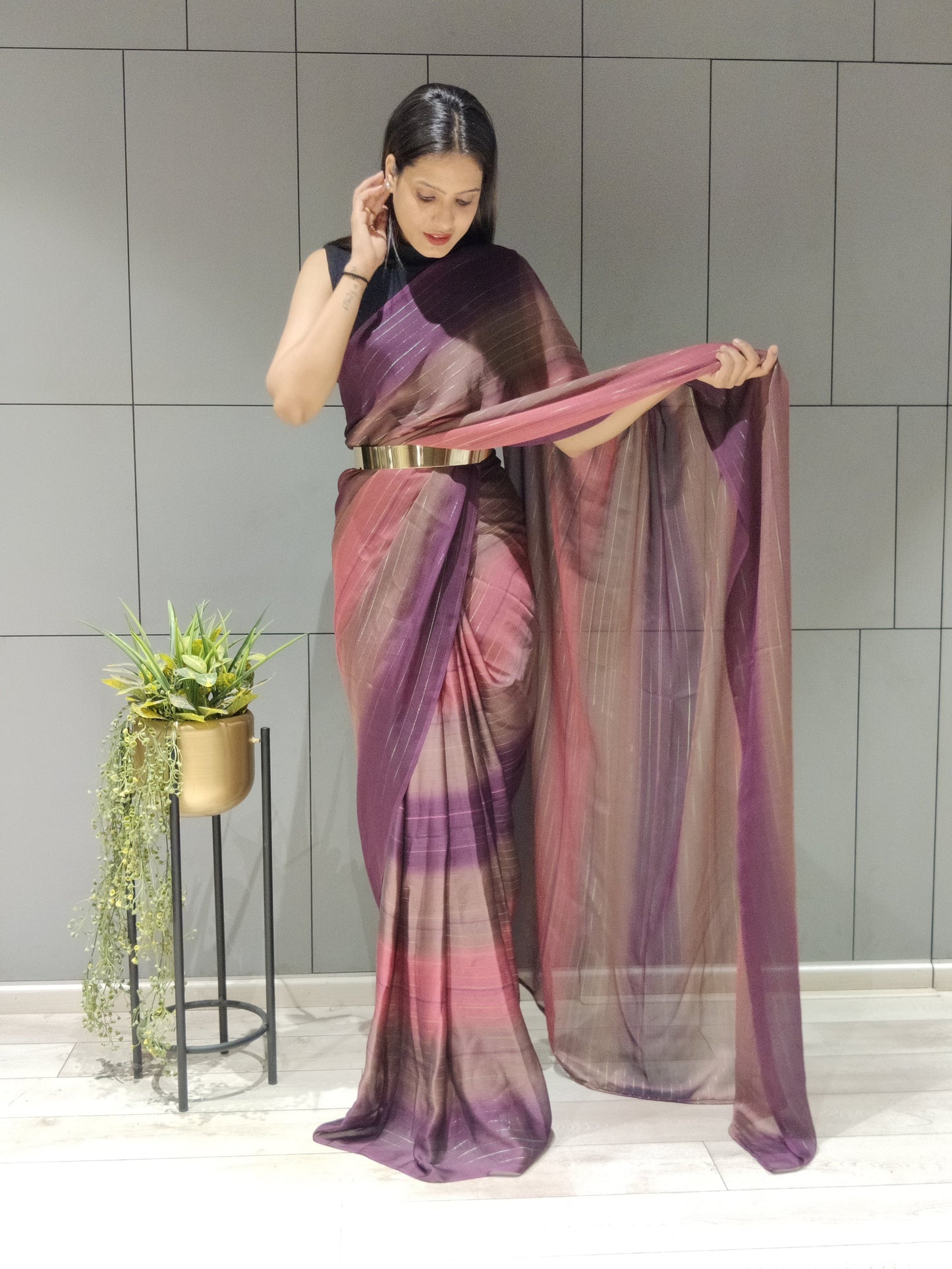 1- MIN READY TO WEAR SAREE WITH IMPORTANT ZARI PADDING