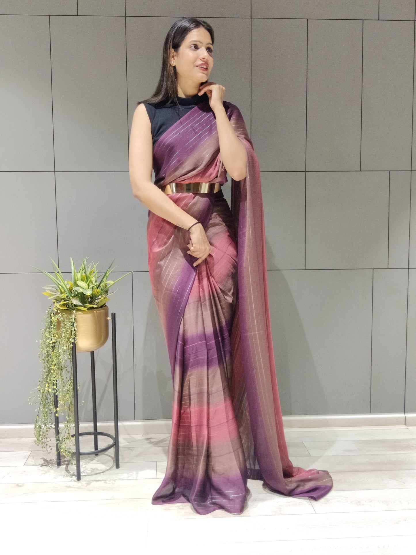 1- MIN READY TO WEAR SAREE WITH IMPORTANT ZARI PADDING