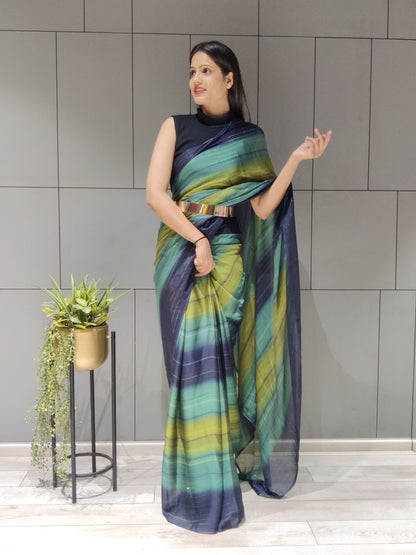 1- MIN READY TO WEAR SAREE WITH IMPORTANT ZARI PADDING