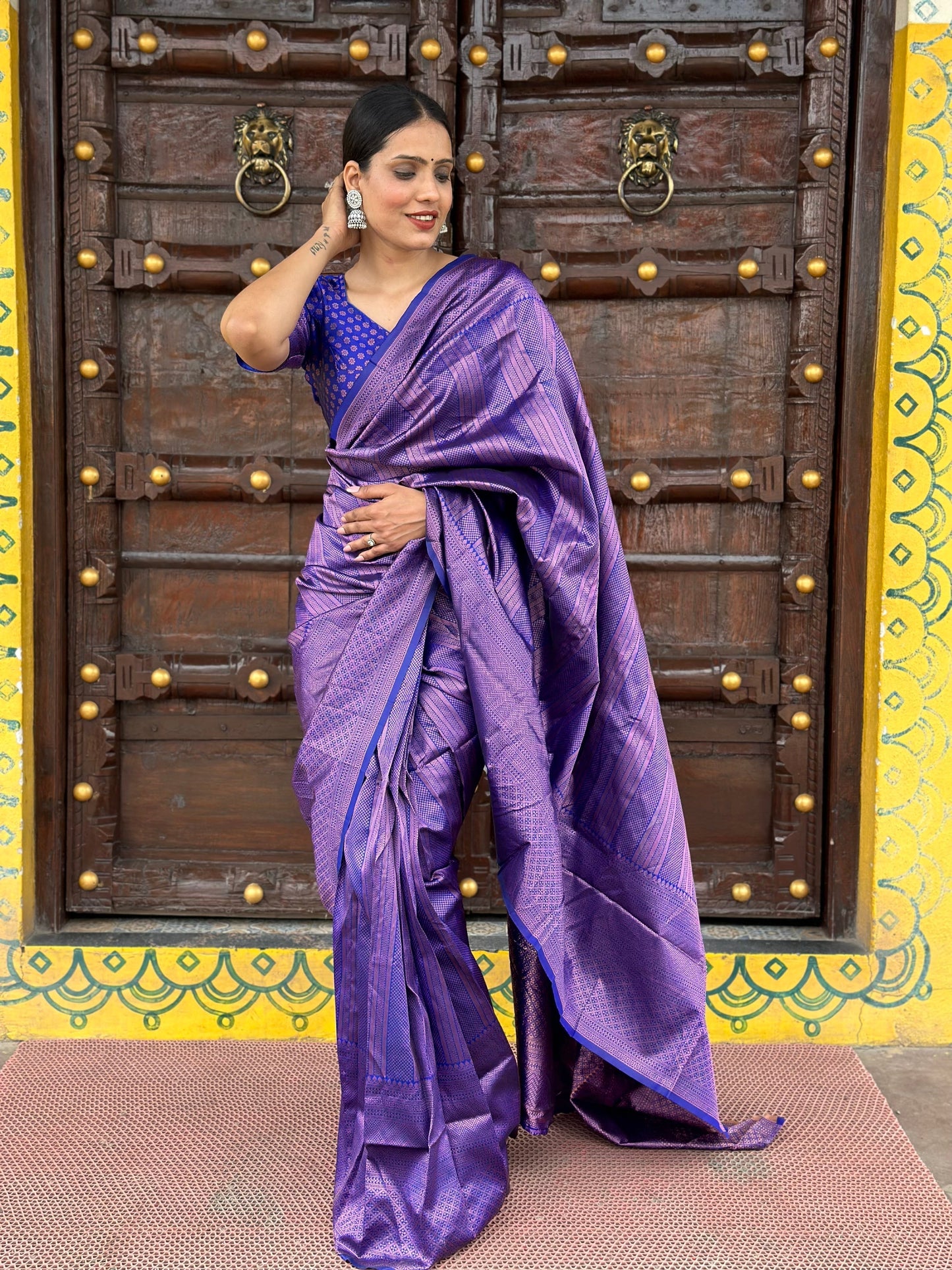 1-MIN READY TO WEAR IN KANJIVARAM SILK SAREE  HEAVY BLOUSE