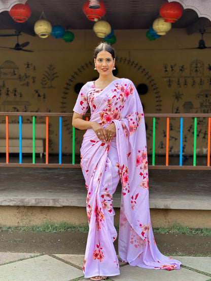 1-MIN READY TO WEAR SAREE IN PREMIUM CHINON WITH BLOUSE