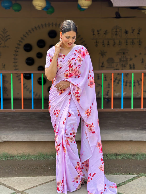 1-MIN READY TO WEAR SAREE IN PREMIUM CHINON WITH BLOUSE