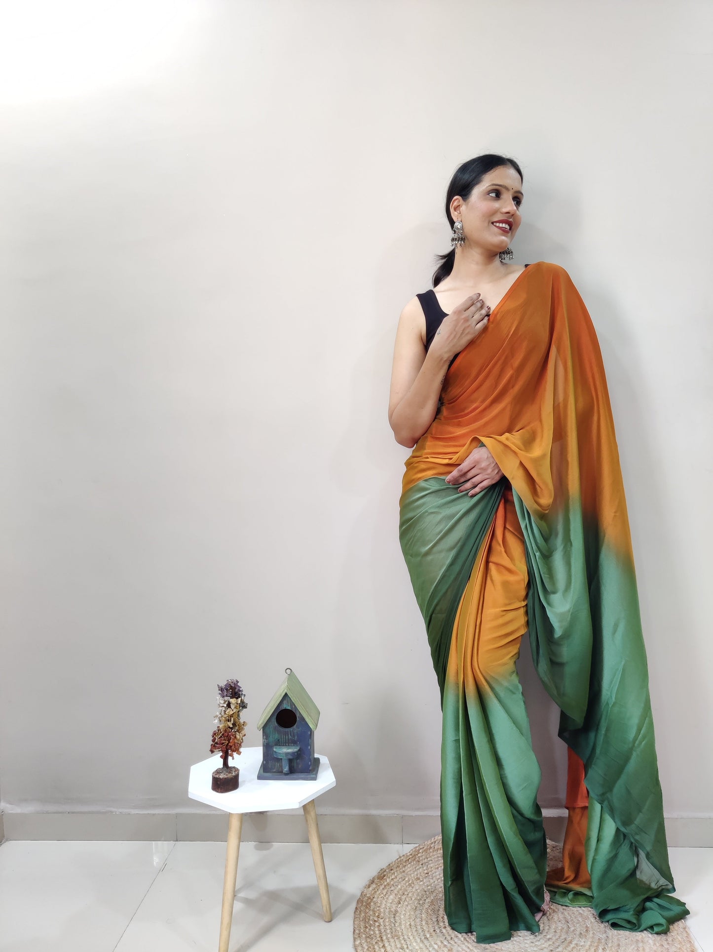 1-MIN READY TO WEAR   KACCHI KAIRI  IMPORTED SILK SAREE  WITH BLOUSE