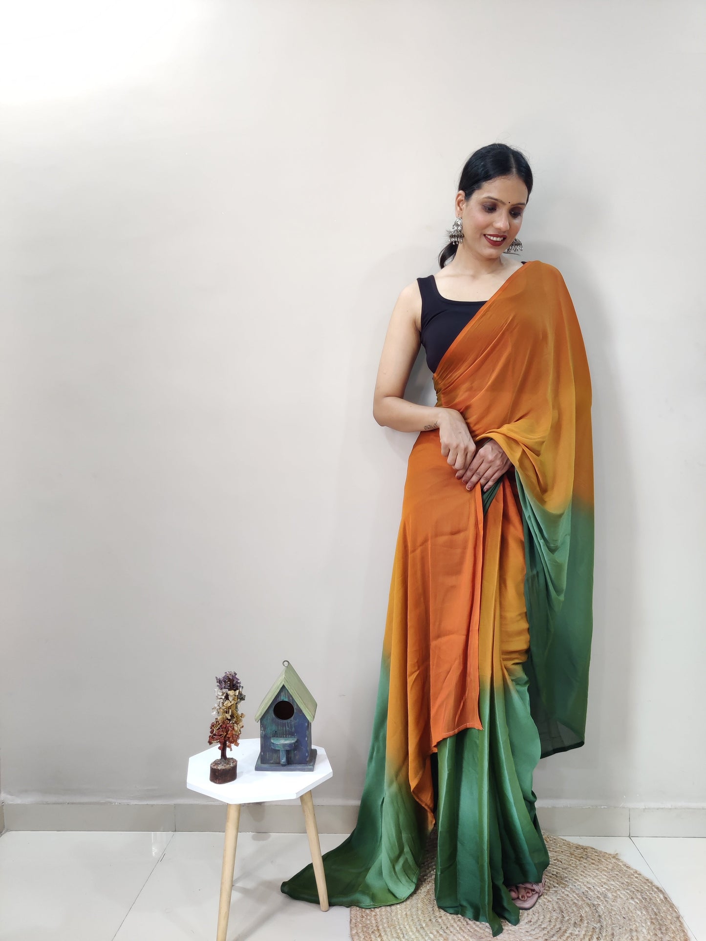 1-MIN READY TO WEAR   KACCHI KAIRI  IMPORTED SILK SAREE  WITH BLOUSE