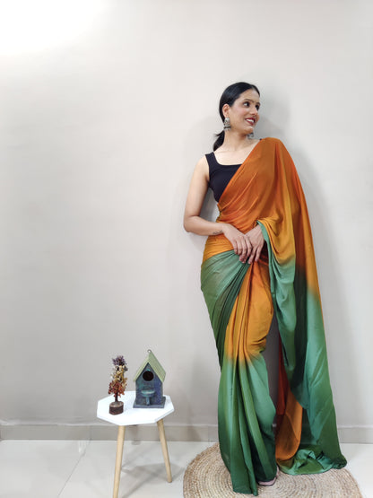 1-MIN READY TO WEAR   KACCHI KAIRI  IMPORTED SILK SAREE  WITH BLOUSE