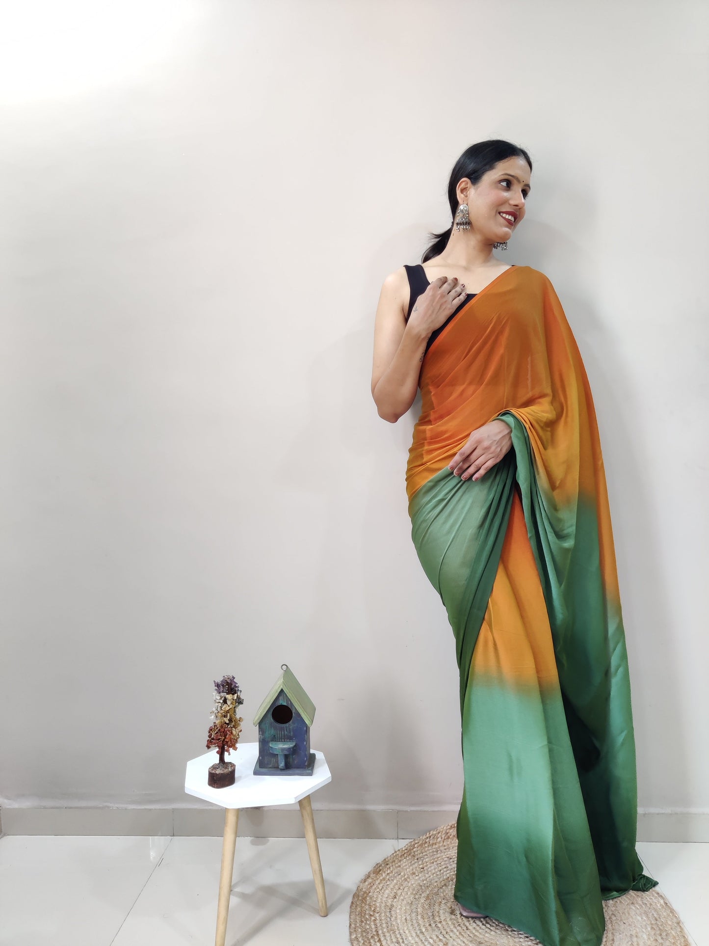 1-MIN READY TO WEAR   KACCHI KAIRI  IMPORTED SILK SAREE  WITH BLOUSE