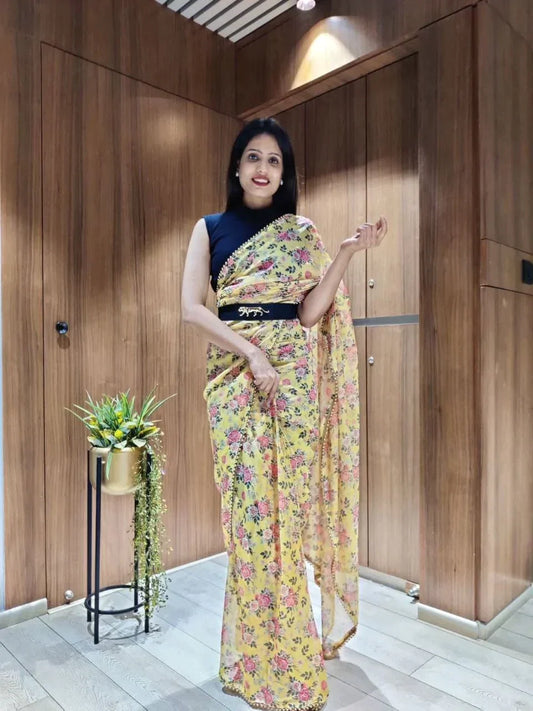 1 MIN READY TO WEAR DIGITAL PRINT CHINON SILK SAREE