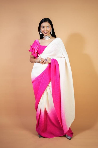 Most Beautiful 1 Min Sarees With Padding Shades and Pleated blouse