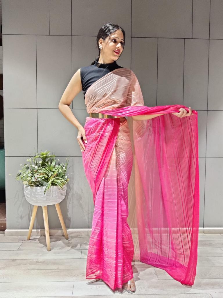 1-MIN READY TO WEAR SAREE IN PREMIUM CHINON SILK