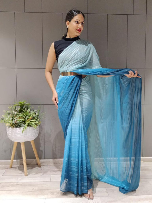 1-MIN READY TO WEAR SAREE IN PREMIUM CHINON SILK