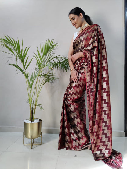 1-MIN READY TO WEAR  SAREE IN   Zig Zag