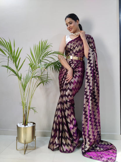 1-MIN READY TO WEAR  SAREE IN   Zig Zag