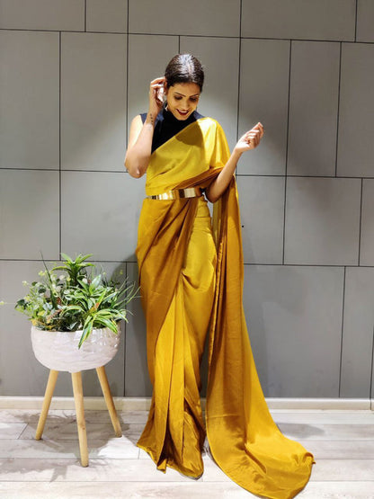 1-MIN READY TO WEAR SAREE IN MASTURD PREMIUM CHINON SILK