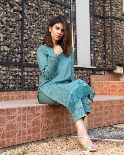 Rama Green Maska Cotton Silk Salwar Suit