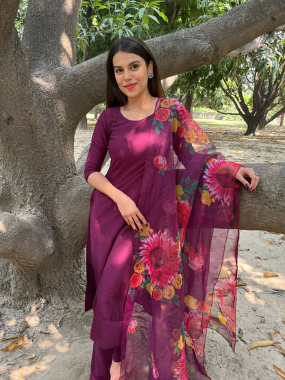 Wine Pure Maska Cotton Silk Salwar Suit