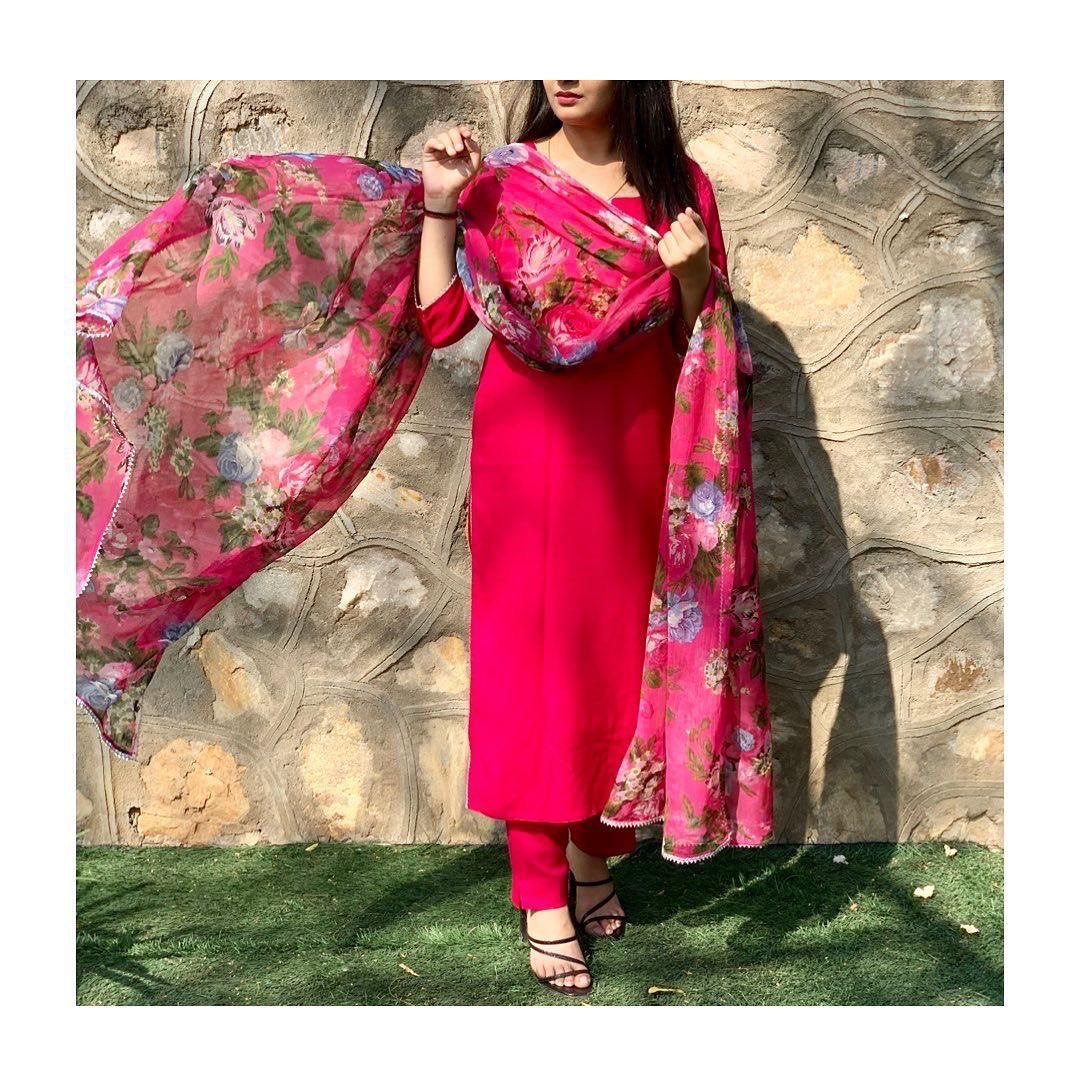 Rani Pink Pure Maska Cotton Silk Salwar Suit