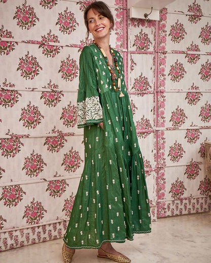 Green Rayon Cotton Chikankari Kurta