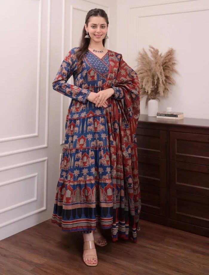 BEAUTIFUL HEAVY FULLY FLAIRD ANARKALI STITCHIED SUIT SET