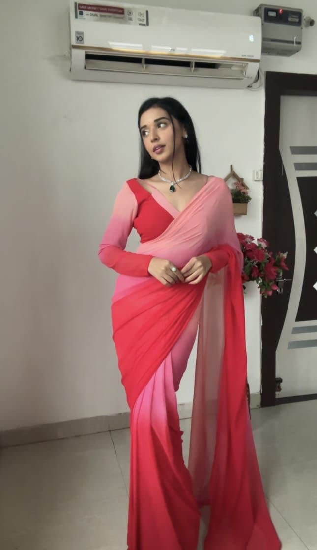 FANCY GEOEGETTE ONE MINUTE READY TO WEAR SAREE