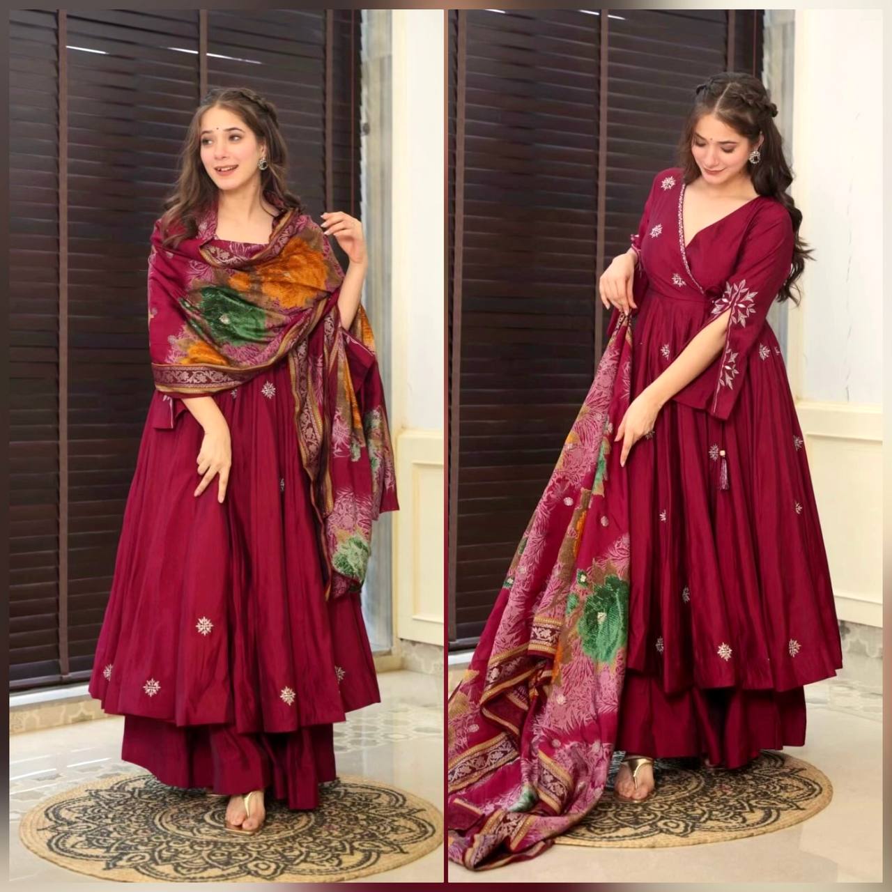 Maroon Party Wear Gown