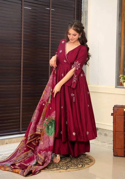 Maroon Party Wear Gown