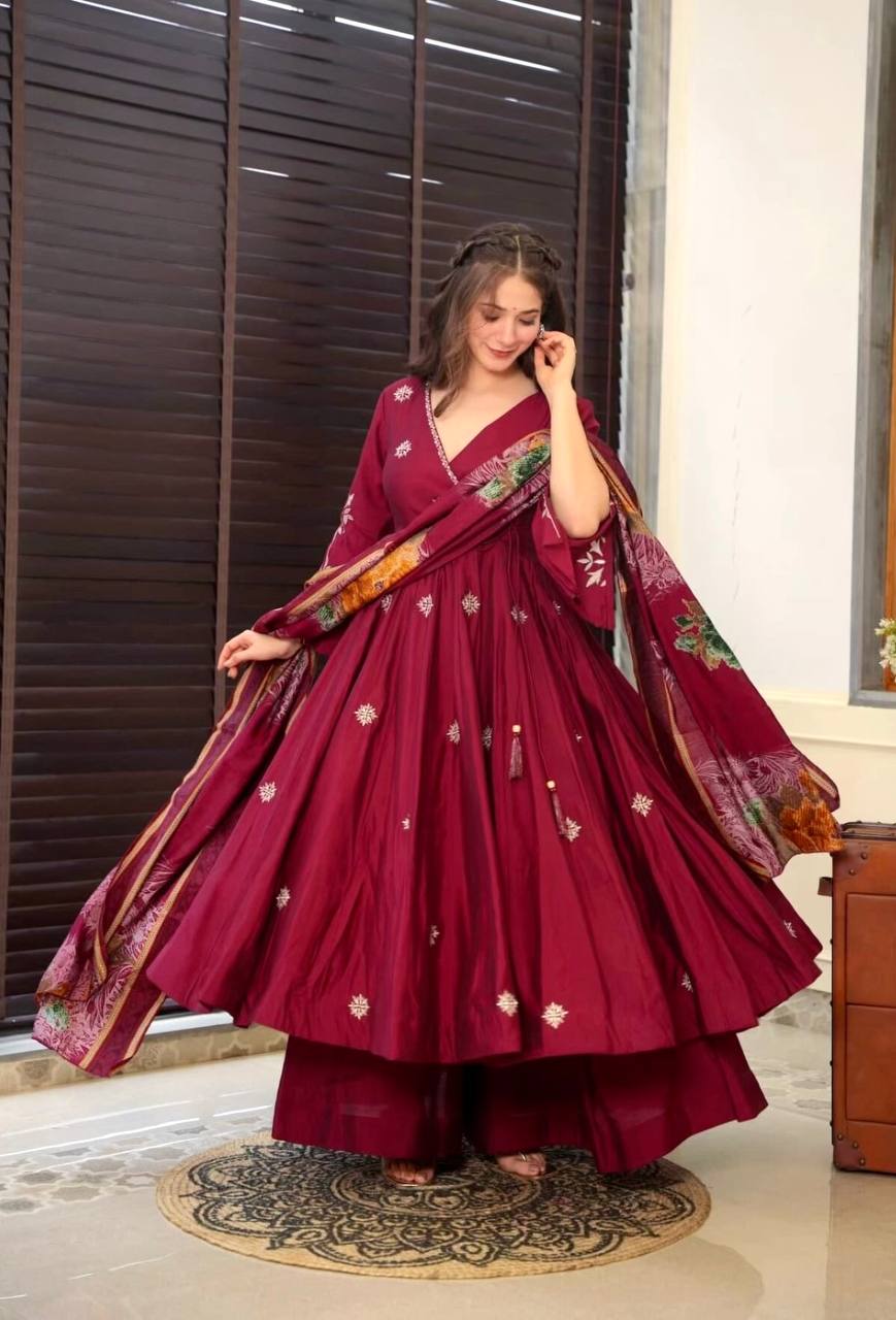 Maroon Party Wear Gown