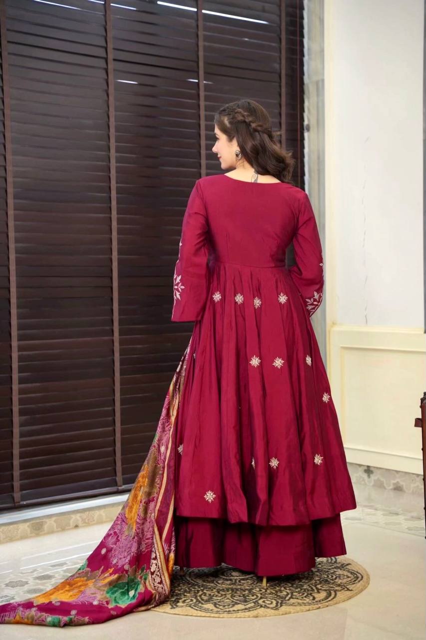 Maroon Party Wear Gown