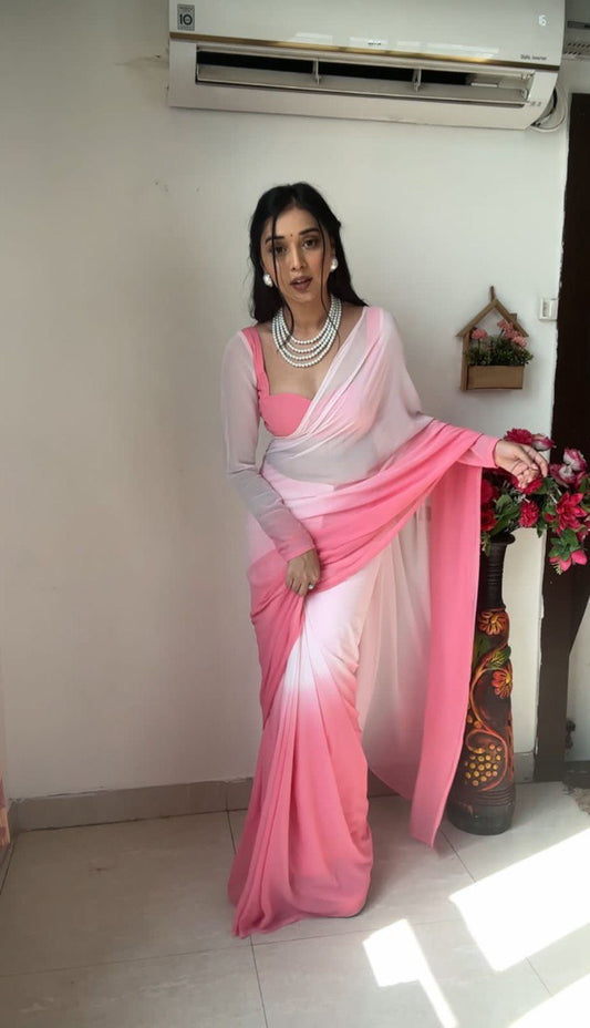 FANCY GEOEGETTE ONE MINUTE READY TO WEAR SAREE