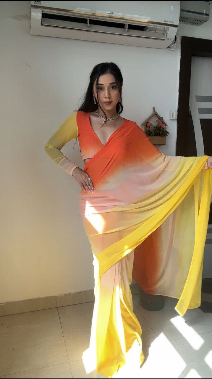 FANCY GEOEGETTE ONE MINUTE READY TO WEAR SAREE