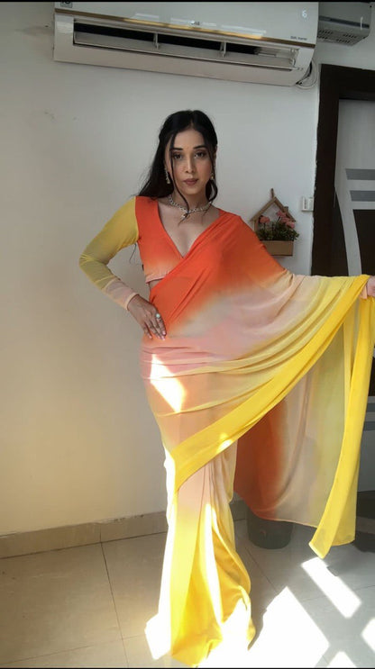 FANCY GEOEGETTE ONE MINUTE READY TO WEAR SAREE