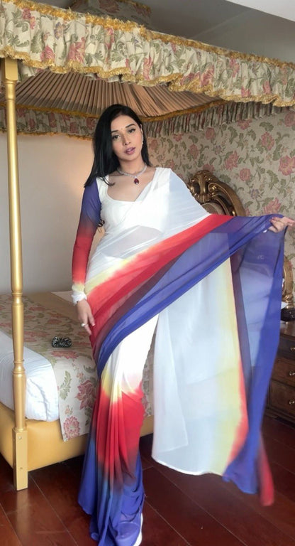 FANCY GEOEGETTE ONE MINUTE READY TO WEAR SAREE