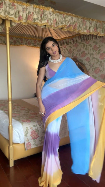 FANCY GEOEGETTE ONE MINUTE READY TO WEAR SAREE