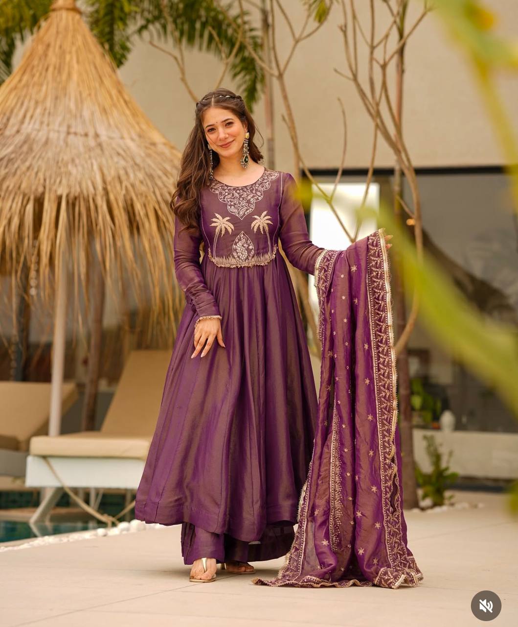 Designer Party Gown Pallzo & Dupatta Set