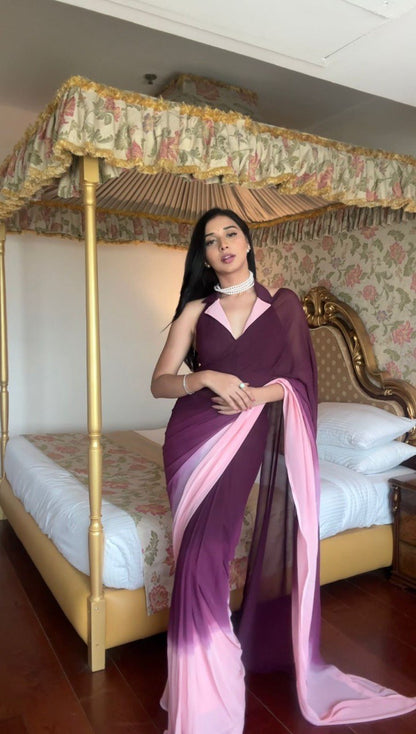 FANCY GEOEGETTE ONE MINUTE READY TO WEAR SAREE