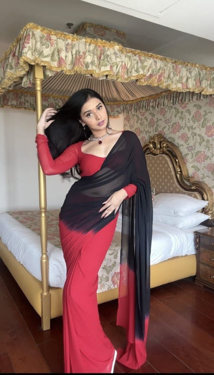 FANCY GEOEGETTE ONE MINUTE READY TO WEAR SAREE